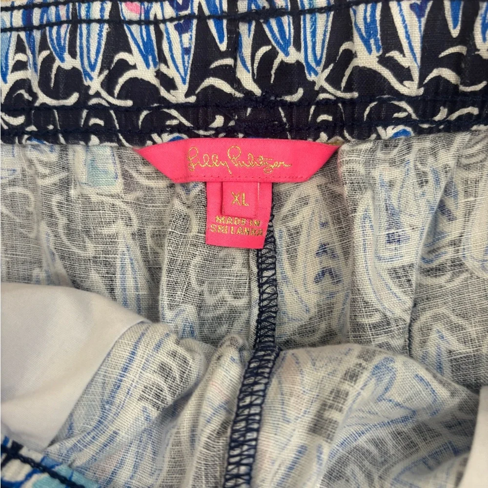 Lilly Pulitzer Taron Linen Pants in the Low Tide Navy Sails, 24” inseam, Sz XL - Picture 5 of 6